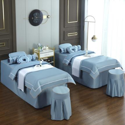 莉人坊美容床罩批发 2023十美段天丝美容床罩四件套-真爱至上-蓝色