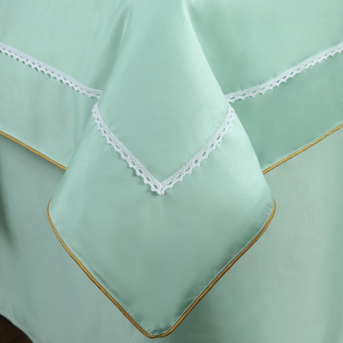 91家纺网 家纺一手货源 找家纺 莉人坊美容床罩批发 2023十美段天丝美容床罩四件套-真爱至上-浅绿色