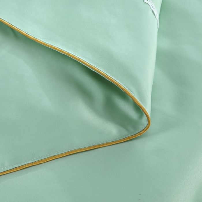 91家纺网 家纺一手货源 找家纺 莉人坊美容床罩批发 2023十美段天丝美容床罩四件套-真爱至上-浅绿色