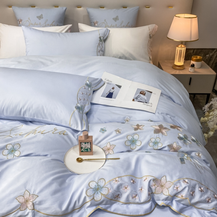 91家纺网 家纺一手货源 找家纺 （总）安妮 2022新款全棉刺绣四件套 花颜悦色