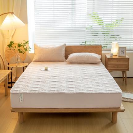 91家纺网 家纺一手货源 找家纺 给笠 2023新款原棉床笠 几何格-卡其