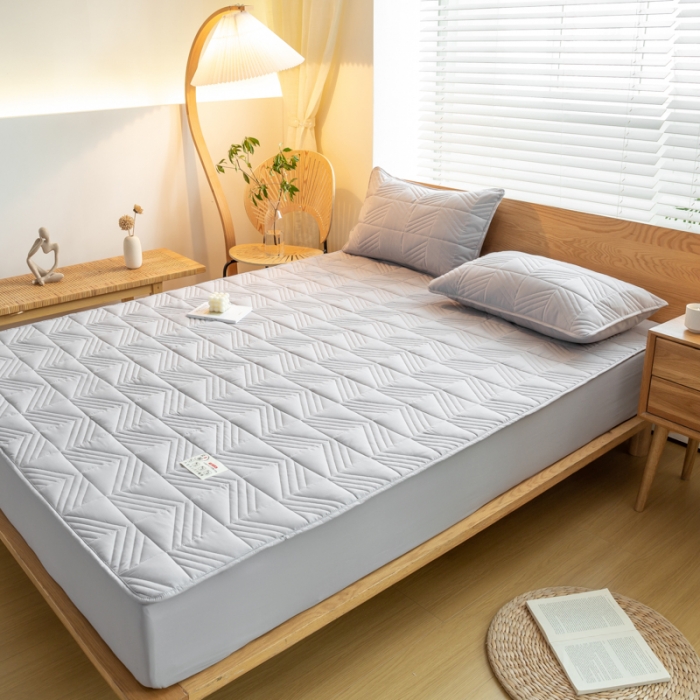 91家纺网 家纺一手货源 找家纺 给笠 2023新款原棉床笠 几何格-星灰