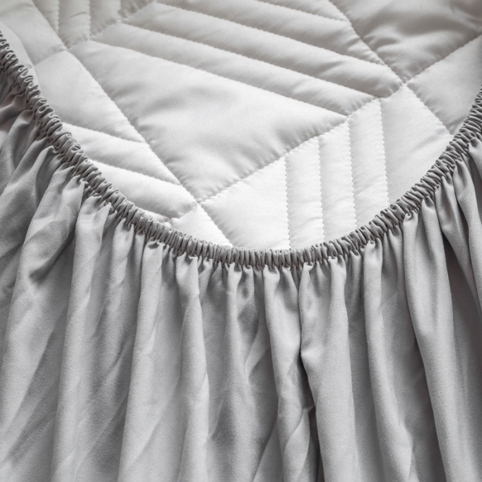 91家纺网 家纺一手货源 找家纺 给笠 2023新款原棉床笠 几何格-星灰