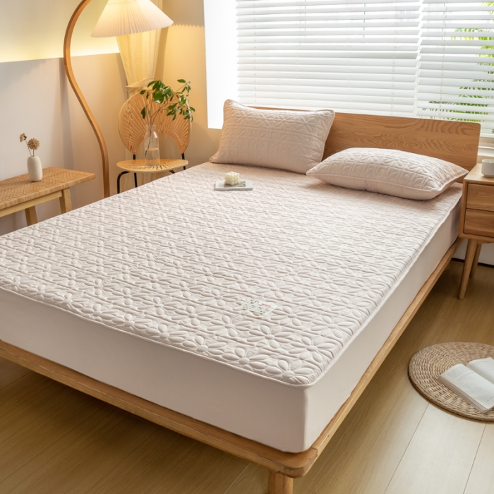 91家纺网 家纺一手货源 找家纺 给笠 2023新款原棉床笠 幸运格-卡其