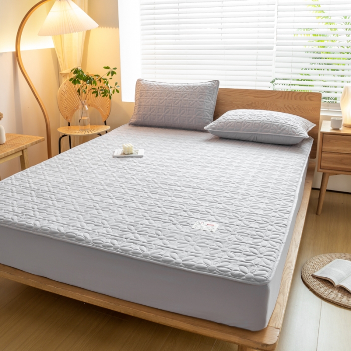 91家纺网 家纺一手货源 找家纺 给笠 2023新款原棉床笠 幸运格-星灰