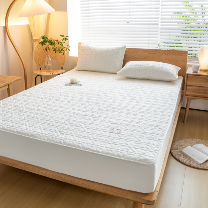 91家纺网 家纺一手货源 找家纺 给笠 2023新款原棉床笠 幸运格-米白