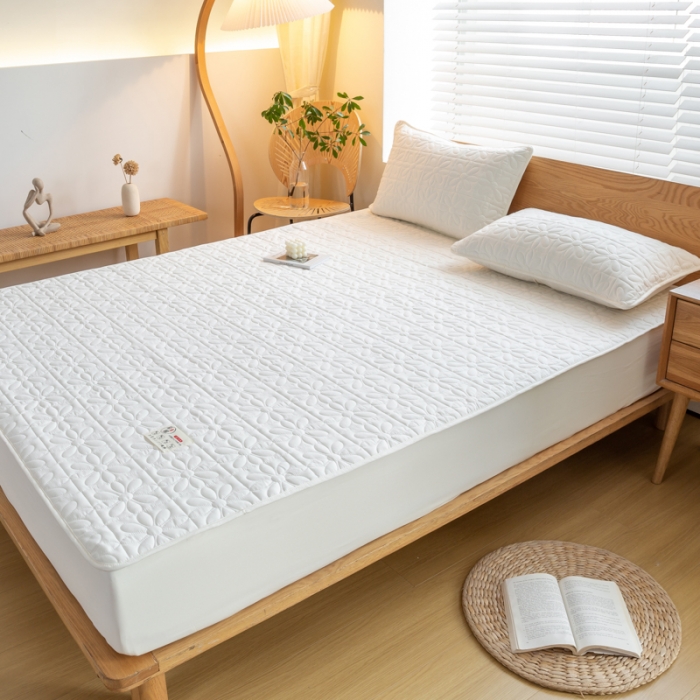 91家纺网 家纺一手货源 找家纺 给笠 2023新款原棉床笠 幸运格-米白