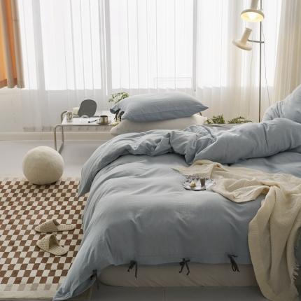 91家纺网 家纺一手货源 找家纺 （总）安莱生活 2022新款春夏双股细支泡泡纱绑带款四件套