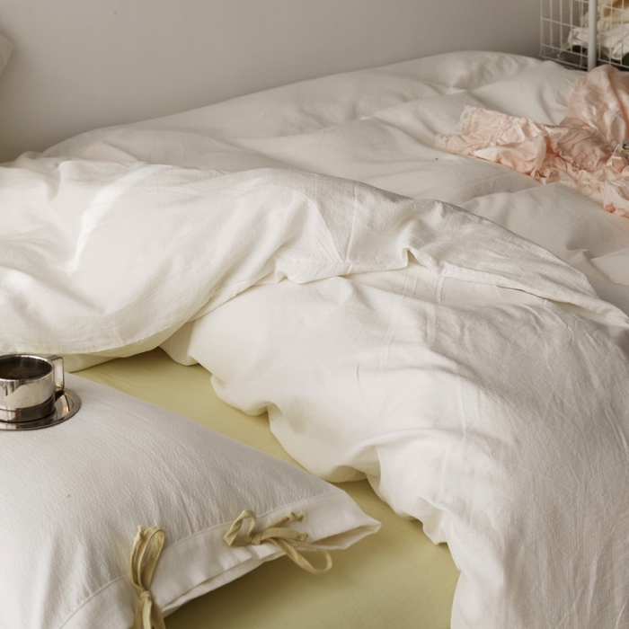 91家纺网 家纺一手货源 找家纺 （总）安莱生活 2022新款春夏双股细支泡泡纱绑带款四件套