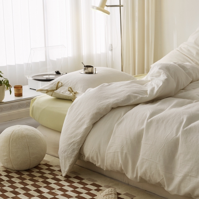 91家纺网 家纺一手货源 找家纺 （总）安莱生活 2022新款春夏双股细支泡泡纱绑带款四件套