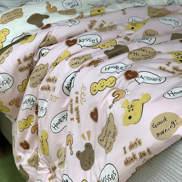 91家纺网 家纺一手货源 找家纺 汇庭 2021新款长绒棉冬被 饼干熊粉