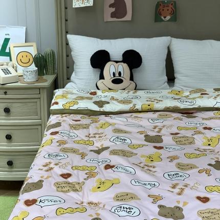 汇庭 2021新款长绒棉冬被 饼干熊粉