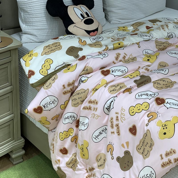 91家纺网 家纺一手货源 找家纺 汇庭 2021新款长绒棉冬被 饼干熊粉