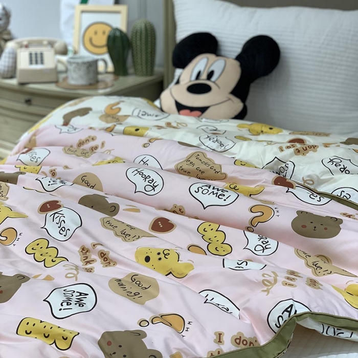 91家纺网 家纺一手货源 找家纺 汇庭 2021新款长绒棉冬被 饼干熊粉