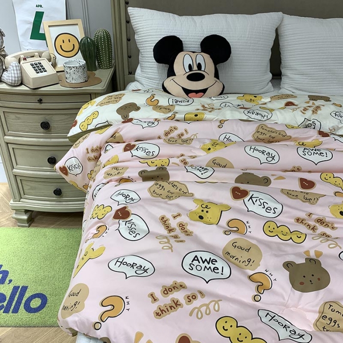 91家纺网 家纺一手货源 找家纺 汇庭 2021新款长绒棉冬被 饼干熊粉