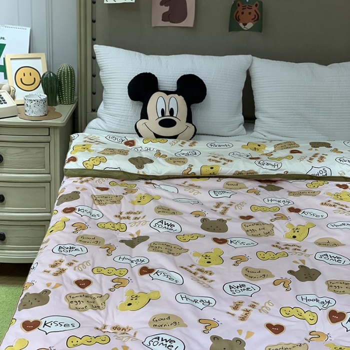 91家纺网 家纺一手货源 找家纺 汇庭 2021新款长绒棉冬被 饼干熊粉