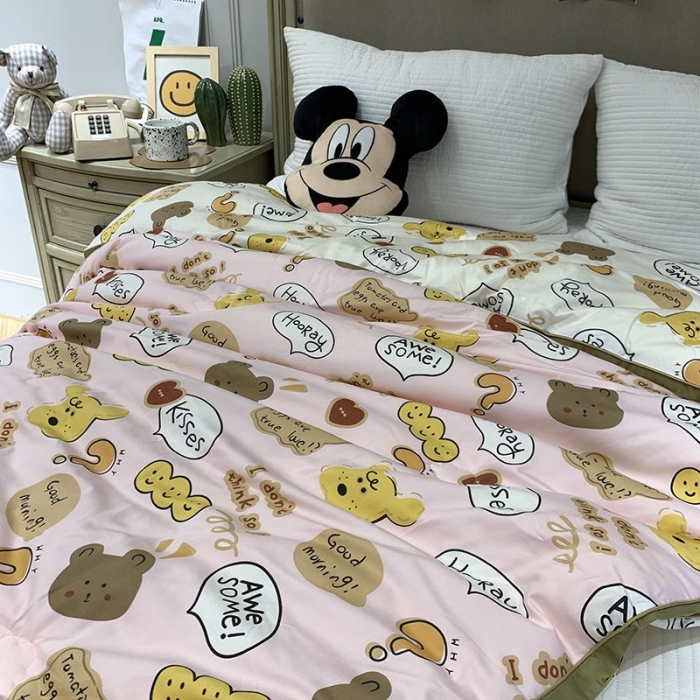 91家纺网 家纺一手货源 找家纺 汇庭 2021新款长绒棉冬被 饼干熊粉