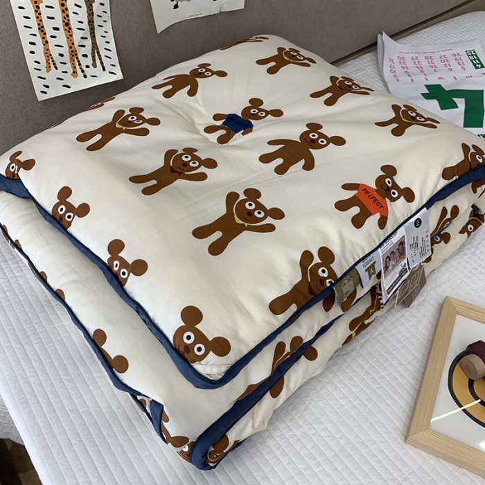 91家纺网 家纺一手货源 找家纺 汇庭 2021新款长绒棉冬被 姜饼人白