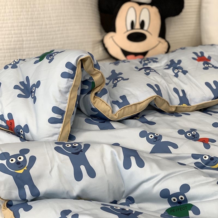 91家纺网 家纺一手货源 找家纺 汇庭 2021新款长绒棉冬被 姜饼人蓝