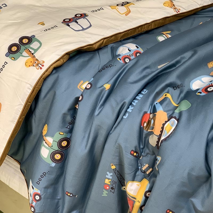 91家纺网 家纺一手货源 找家纺 汇庭 2021新款长绒棉冬被 蓝白汽车