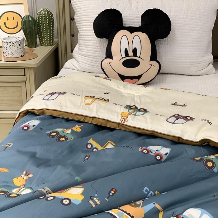 91家纺网 家纺一手货源 找家纺 汇庭 2021新款长绒棉冬被 蓝白汽车