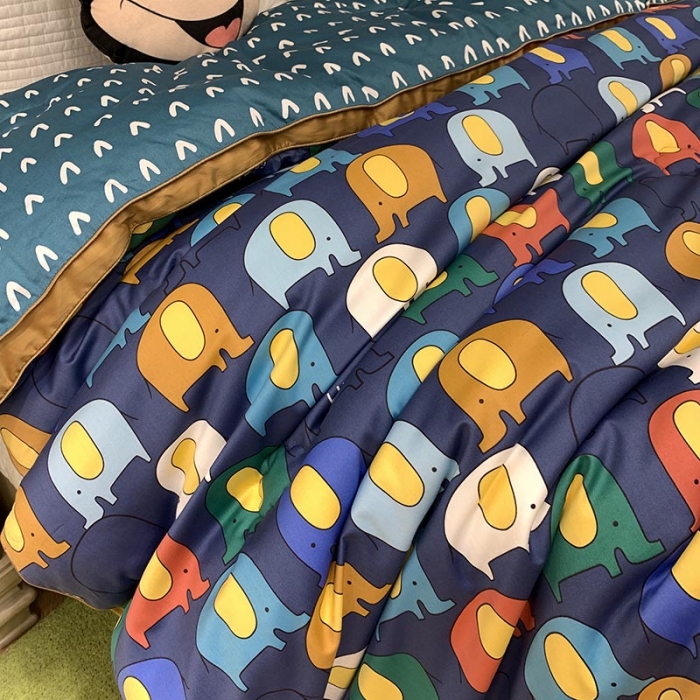 91家纺网 家纺一手货源 找家纺 汇庭 2021新款长绒棉冬被 七彩小象