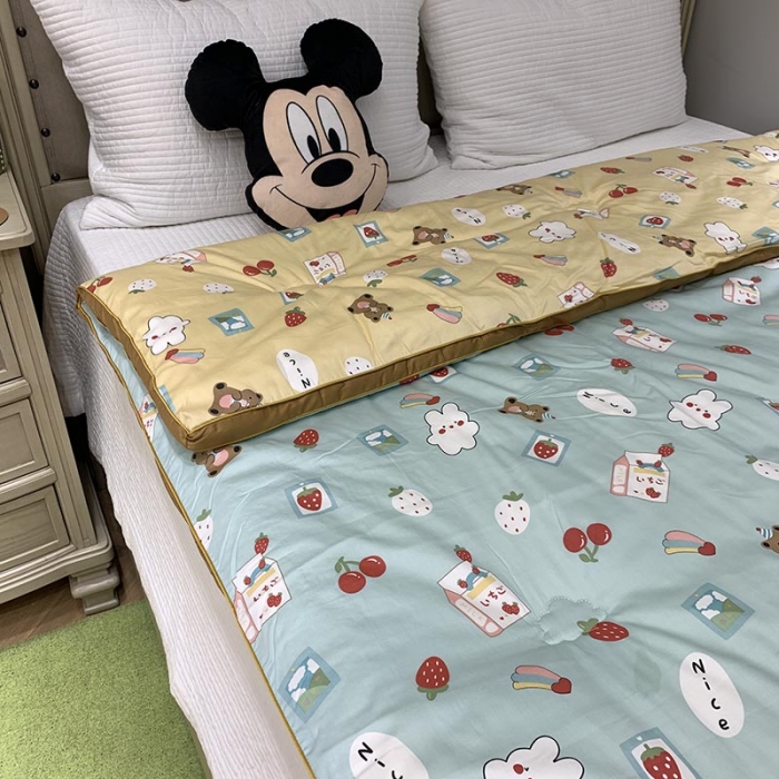 91家纺网 家纺一手货源 找家纺 汇庭 2021新款长绒棉冬被 樱桃蓝