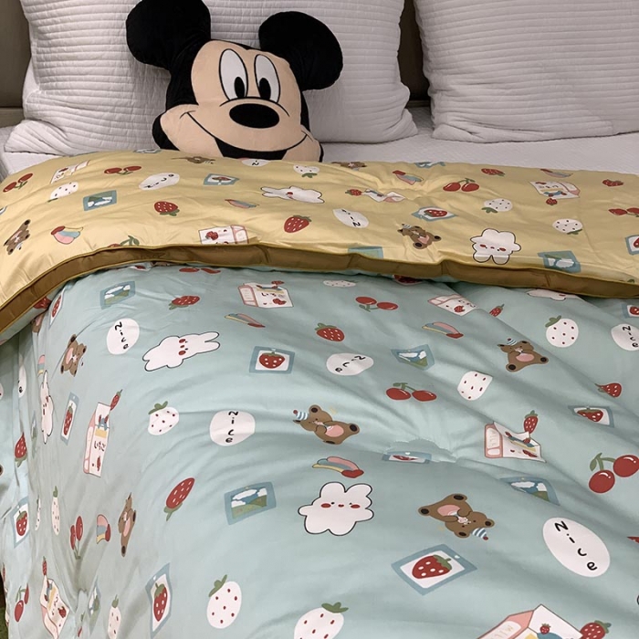 91家纺网 家纺一手货源 找家纺 汇庭 2021新款长绒棉冬被 樱桃蓝