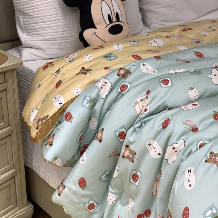 91家纺网 家纺一手货源 找家纺 汇庭 2021新款长绒棉冬被 樱桃蓝