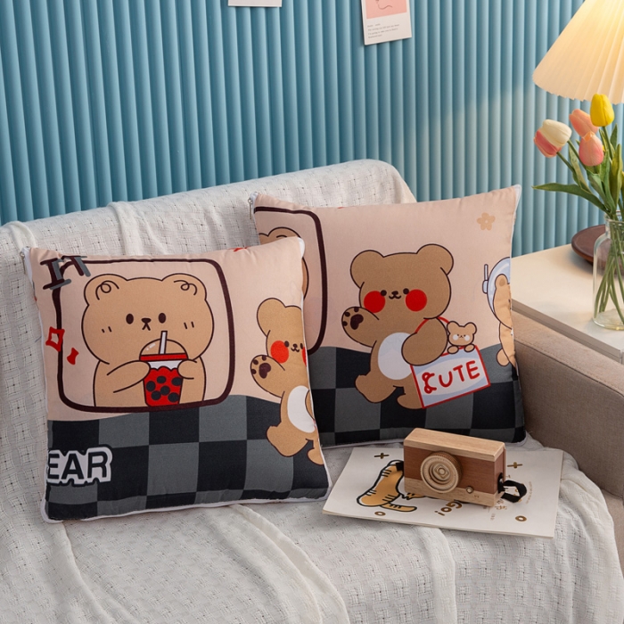 91家纺网 家纺一手货源 找家纺 枕芯真意 2023新款精疏棉抱枕被茶杯熊