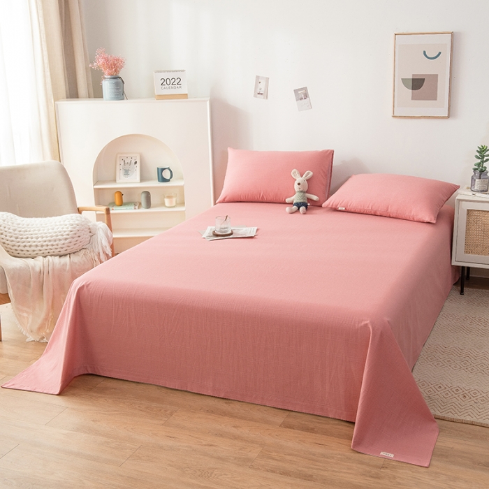 91家纺网 家纺一手货源 找家纺 芃成 2022新款全棉老粗布床单款 豆沙