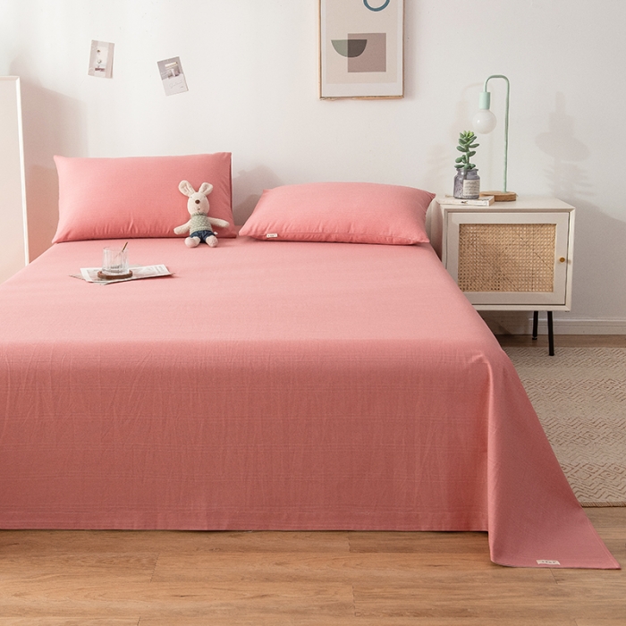 91家纺网 家纺一手货源 找家纺 芃成 2022新款全棉老粗布床单款 豆沙