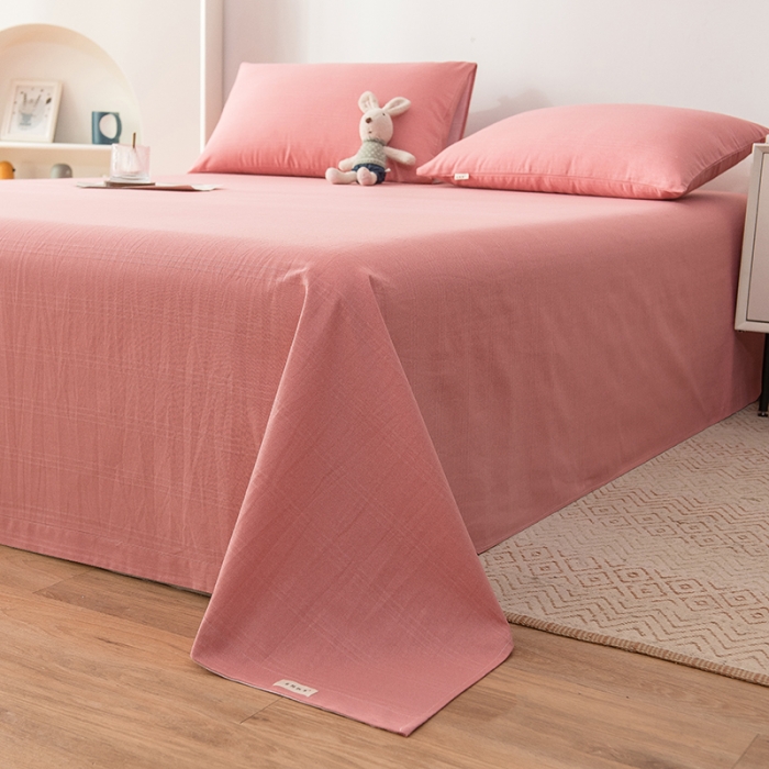 91家纺网 家纺一手货源 找家纺 芃成 2022新款全棉老粗布床单款 豆沙