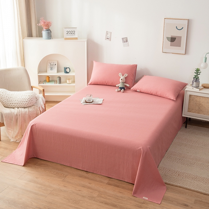 91家纺网 家纺一手货源 找家纺 芃成 2022新款全棉老粗布床单款 豆沙