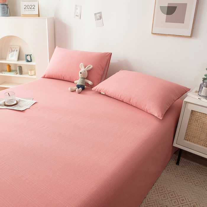 91家纺网 家纺一手货源 找家纺 芃成 2022新款全棉老粗布床单款 豆沙