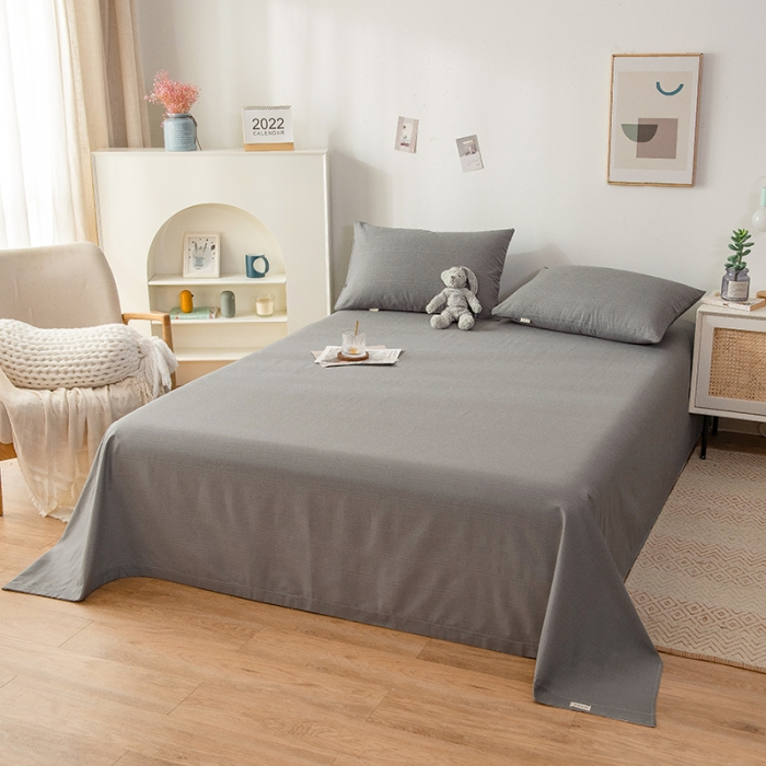 91家纺网 家纺一手货源 找家纺 芃成 2022新款全棉老粗布床单款 高级灰