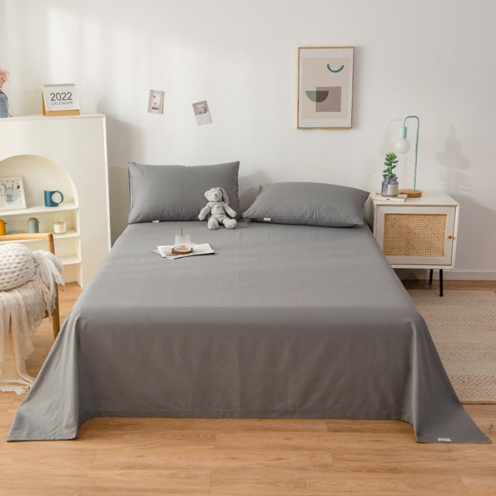 91家纺网 家纺一手货源 找家纺 芃成 2022新款全棉老粗布床单款 高级灰