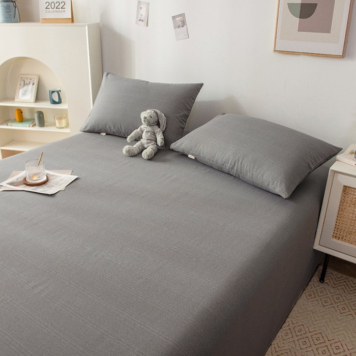 91家纺网 家纺一手货源 找家纺 芃成 2022新款全棉老粗布床单款 高级灰