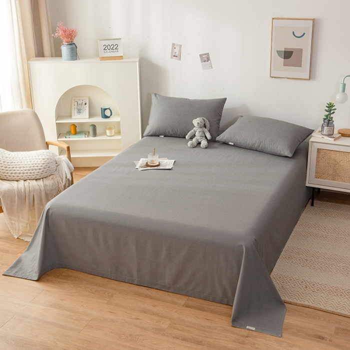 91家纺网 家纺一手货源 找家纺 芃成 2022新款全棉老粗布床单款 高级灰