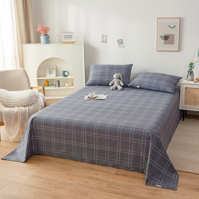 91家纺网 家纺一手货源 找家纺 芃成 2022新款全棉老粗布床单款 格子控