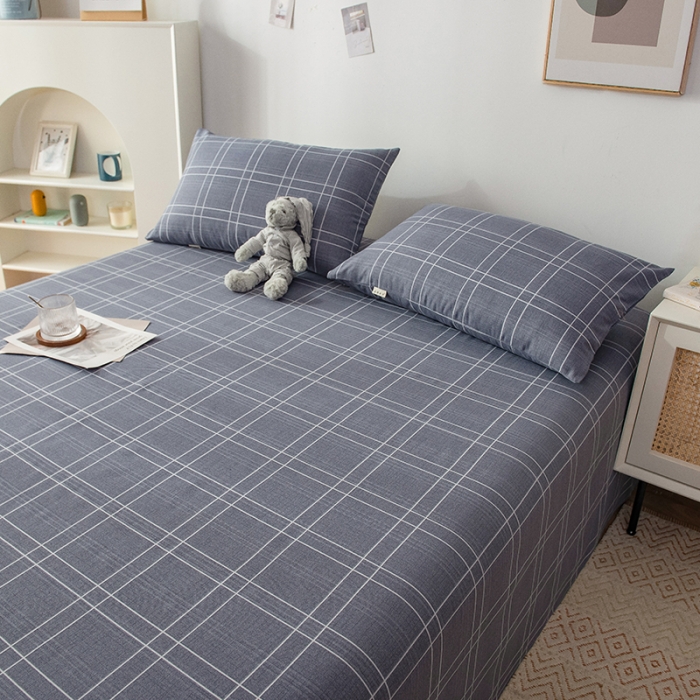 91家纺网 家纺一手货源 找家纺 芃成 2022新款全棉老粗布床单款 格子控