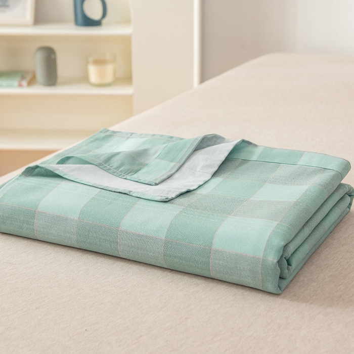 91家纺网 家纺一手货源 找家纺 芃成 2022新款全棉老粗布床单款 极简格-绿