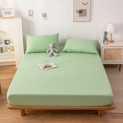 91家纺网 家纺一手货源 找家纺 芃成 2022新款全棉老粗布床笠款 抹茶绿