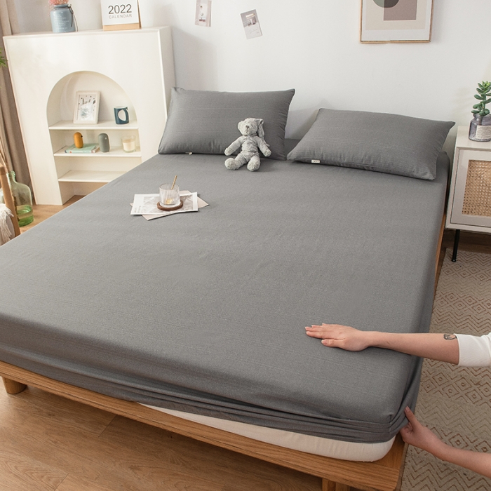 91家纺网 家纺一手货源 找家纺 芃成 2022新款全棉老粗布床笠款 高级灰