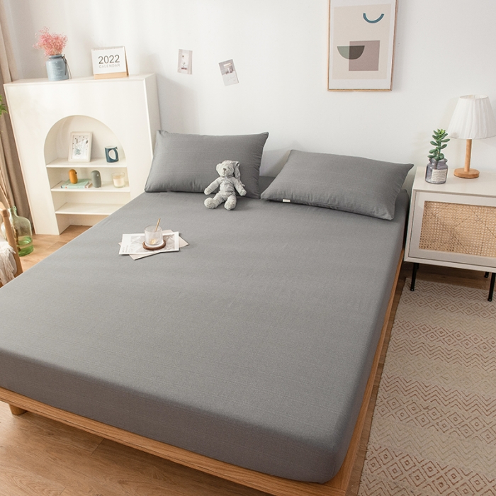 91家纺网 家纺一手货源 找家纺 芃成 2022新款全棉老粗布床笠款 高级灰