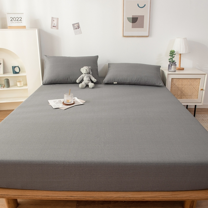 91家纺网 家纺一手货源 找家纺 芃成 2022新款全棉老粗布床笠款 高级灰