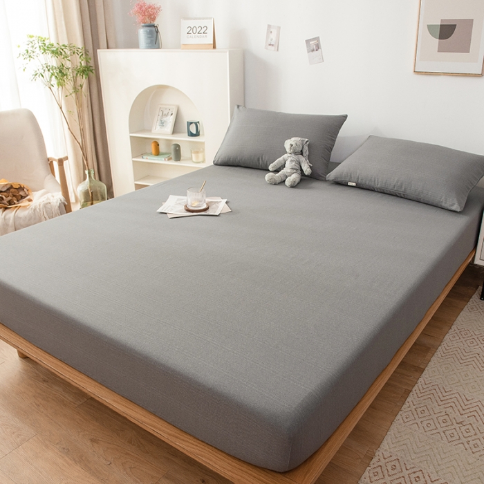 91家纺网 家纺一手货源 找家纺 芃成 2022新款全棉老粗布床笠款 高级灰