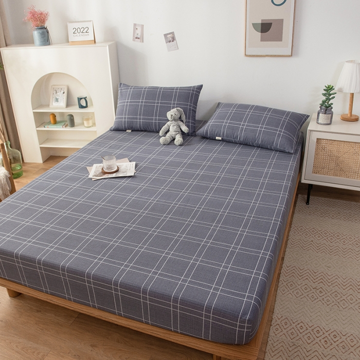 91家纺网 家纺一手货源 找家纺 芃成 2022新款全棉老粗布床笠款 格子控