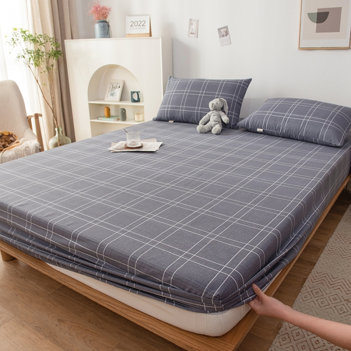 91家纺网 家纺一手货源 找家纺 芃成 2022新款全棉老粗布床笠款 格子控