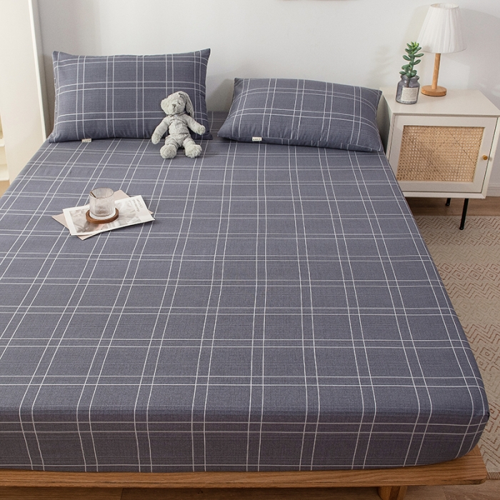 91家纺网 家纺一手货源 找家纺 芃成 2022新款全棉老粗布床笠款 格子控